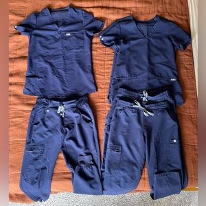Navy Blue Figs Scrubs XXS Petite - 3 sets